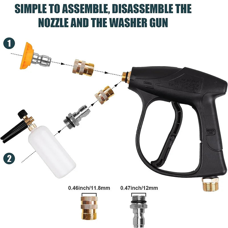 High - Pressure Washer Set - 300 Bar, Multi - Purpose, 1L Foam Cannon, 5 Nozzles, M22 - 14 Connection, 1/4 Quick Connect