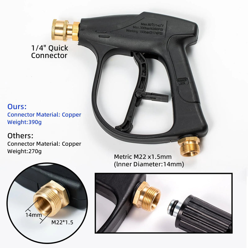 High - Pressure Washer Set - 300 Bar, Multi - Purpose, 1L Foam Cannon, 5 Nozzles, M22 - 14 Connection, 1/4 Quick Connect